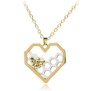 Women Pendant Necklace Bee Chain Hollow Honeycomb Classic CA Honeybee Heart E5Y4