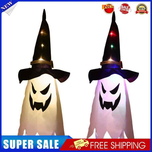 Halloween Decoration LED Flashing Light Glowing Wizard Ghost Hat Lantern (W