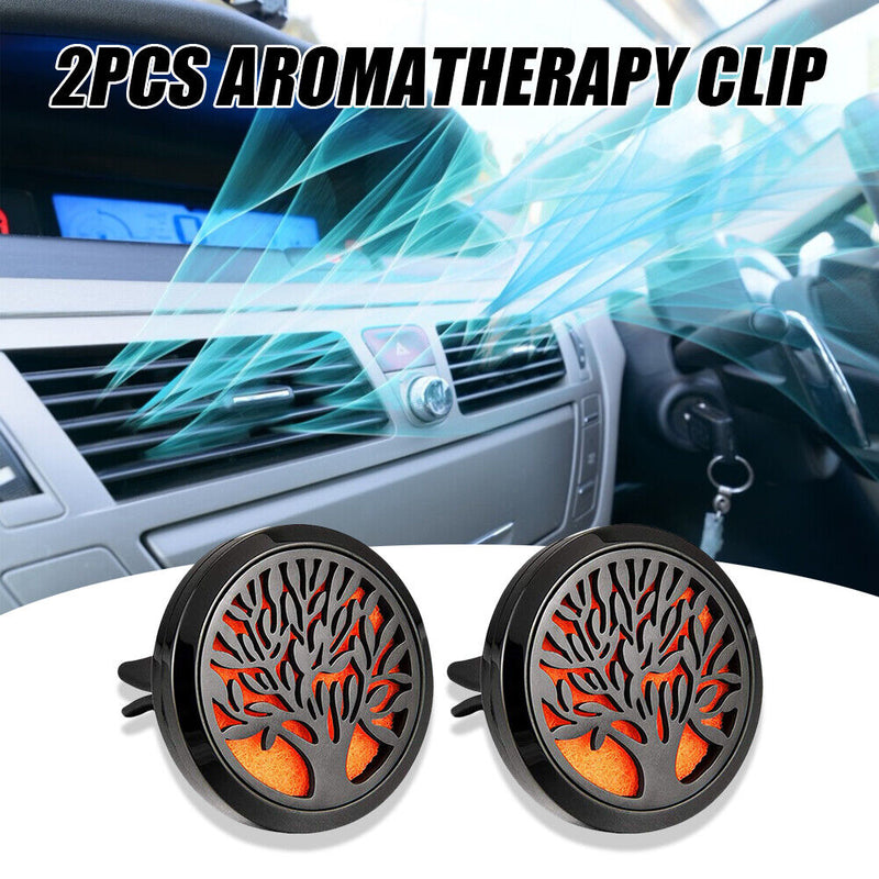 2x Car Air Vent Perfume Freshener Essential Oil Locket Diffuser Clip +48pcs Pads