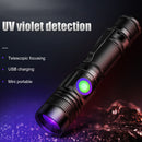 Zoomable 365nm LED UV Lights Torch Aluminum Alloy USB Charging Scorpion Lamps