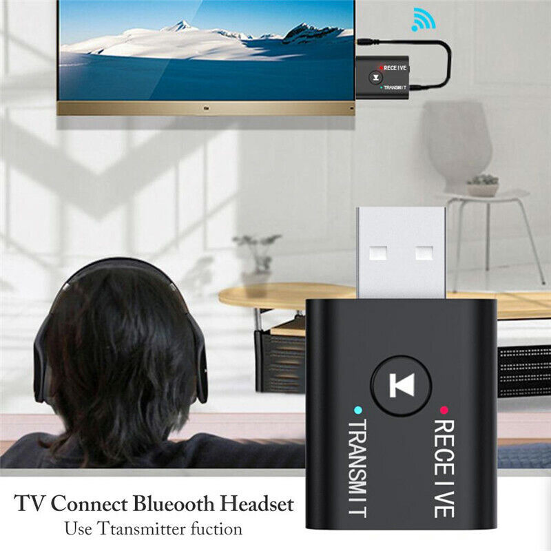 Bluetooth 5.0 2in1 Transmitter Receiver Car Wireless Audio Adapter USB 3.5mm Aux