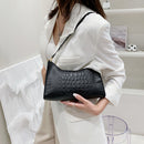 Retro Women PU Leather Solid Color Alligator Pattern Small Underarm Shoulder Bag