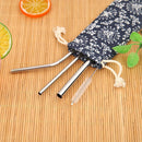 3/5pcs Reusable Metal Bent Straight Drink Straw Clean Brush Pouch Tool (A) Newly