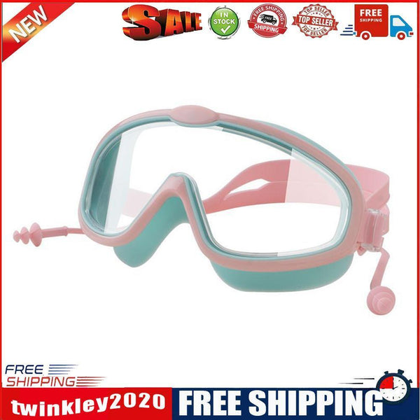 Children Swimming Goggles w/ Earbuds Anti Fog Swimming Glasses (Pink Green)