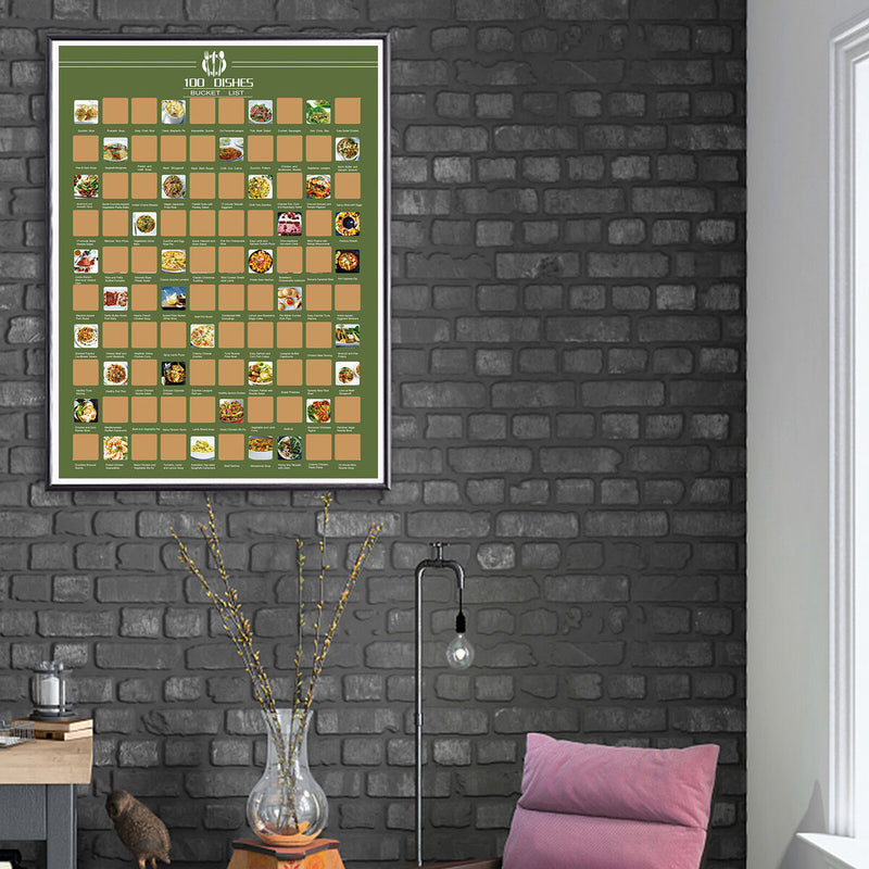Scratch Off Poster - Bucket List Scratch Poster - 100 Date / Dishes / Movies