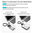 USB 3.1 Type C to 2.5 3.5 SATA III Hard Drive Cable 0.4m for Data Transfer