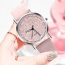 Women Casual Quartz Minimal Leather Round Dial Analog Wristwatch (Pink)