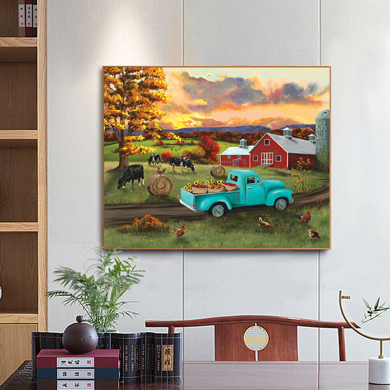 DIY Paint By Number Kit Sunset Scenery in Autumn No Frame for Home Decor