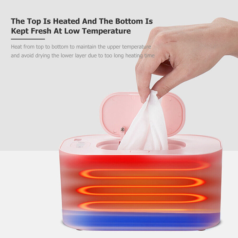 Smart Baby Wipe Warmer with Display Screen Heating Tissue Box (Pink) Newly