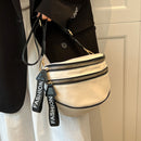 Women Crossbody Bags Large Capacity Leather Hit Color Ladies Saddle Handbags