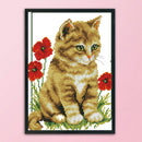 DIY Needlework 11CT Art Stamped Canvas Kit Cross Stitch Craft (Cat) Newly