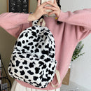 Portable Animal Print Handbag Women Fashion Plush Shoulder Bags Student Backpack