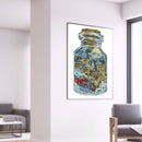 DIY Cotton Thread Castle in Bottle Printed Partial Cross Stitch Needlework Carft