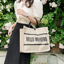 Fashion Simple Letters Women Linen Totes Handbags Casual Shopping Shoulder Bag