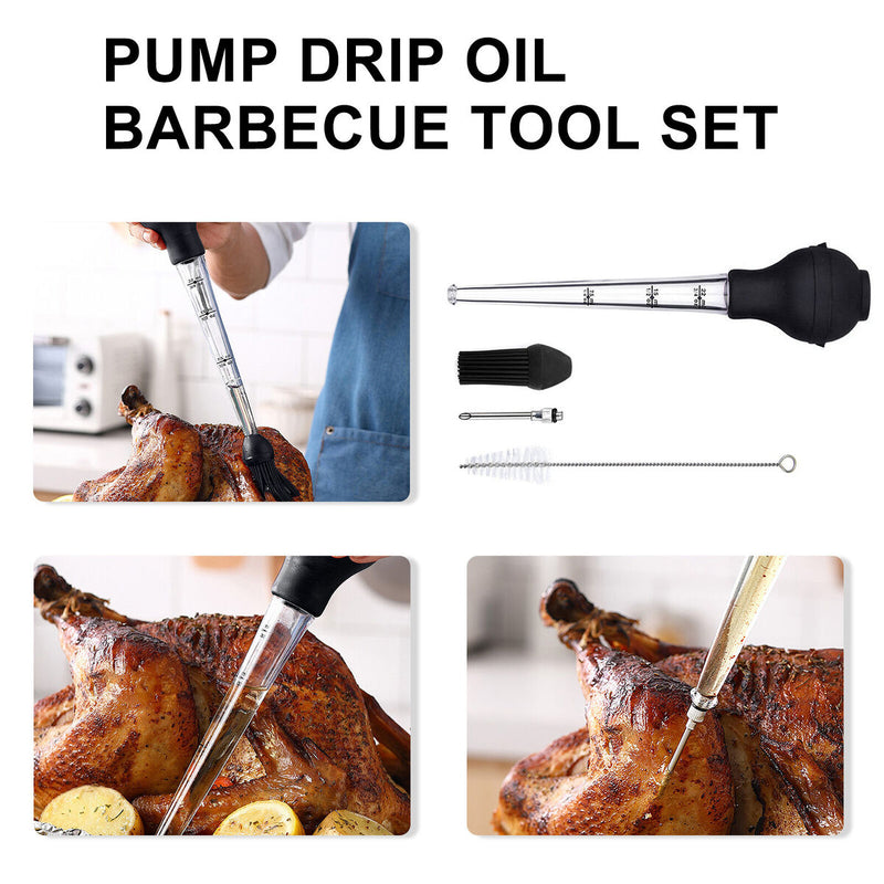 Turkey Baster Syringe, Meat Marinade Injector with Needles Cleaning Brush