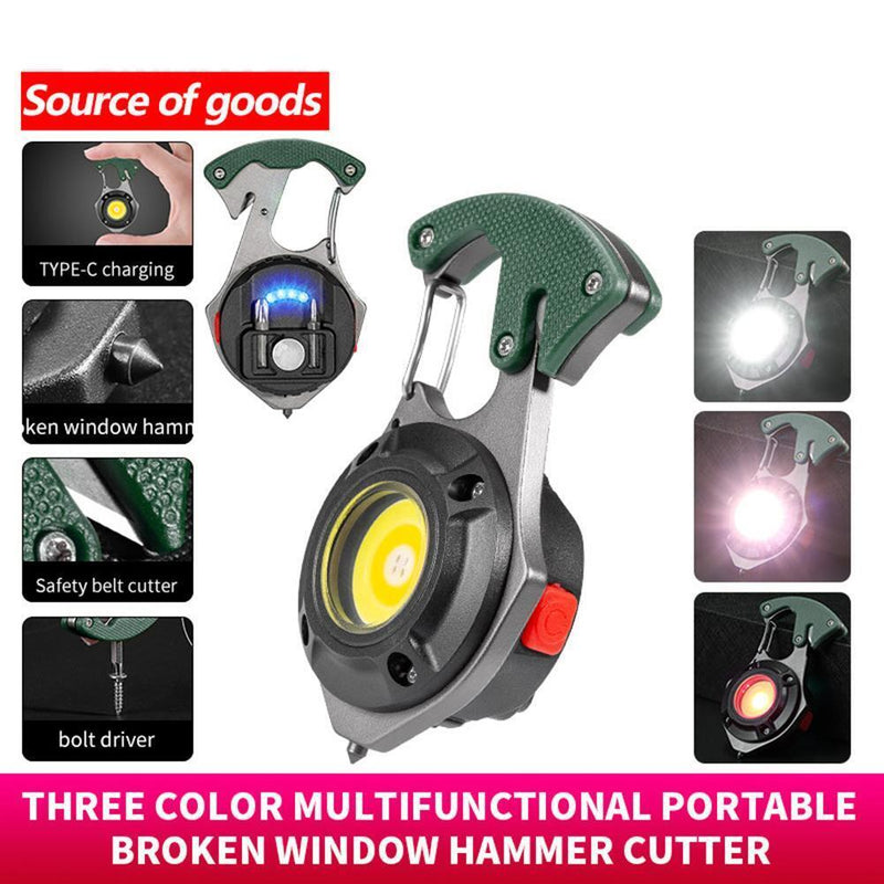 Multifunction COB Flashlight Camping Mini Screwdriver Keychain Lamp (Army Green)