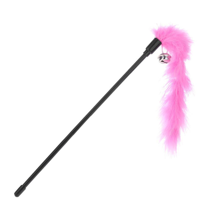 Pet Teaser Feathers Bell Stick Cats Catcher Interactive Wand Toys (Pink)