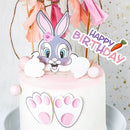 Birthday Party Paper Made Cupcake Topper Cake Toppers Bunny Purple Rabbit