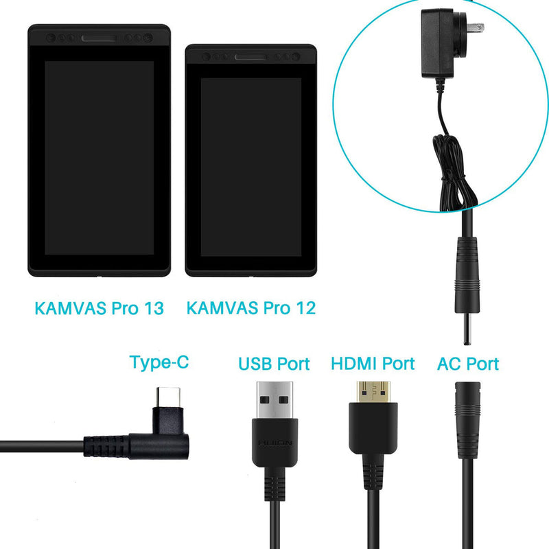 3 IN 1 Cable CB01 for Kamvas Pro 12 Kamvas Pro 13 Kamvas Pro 16 Tablet Monitor