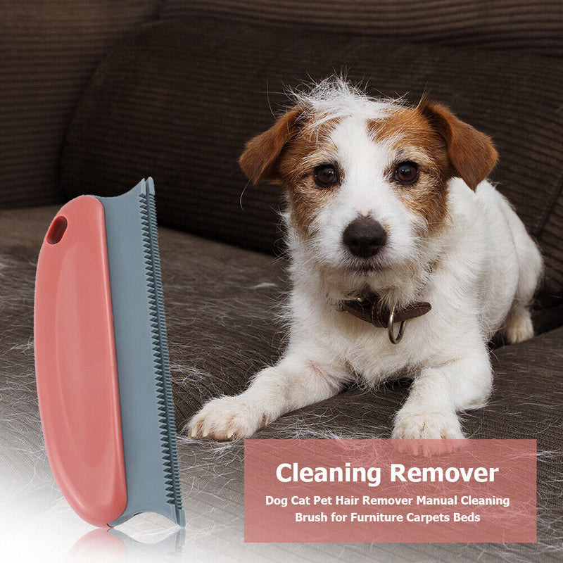 Dog Cat Pet Hair Remover Manual Cleaning Brush for Carpets Beds (Red) Newly