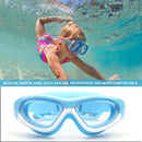 Swimming Glasses Waterproof HD Anti-fog Kids Diving Goggles (Blue White)