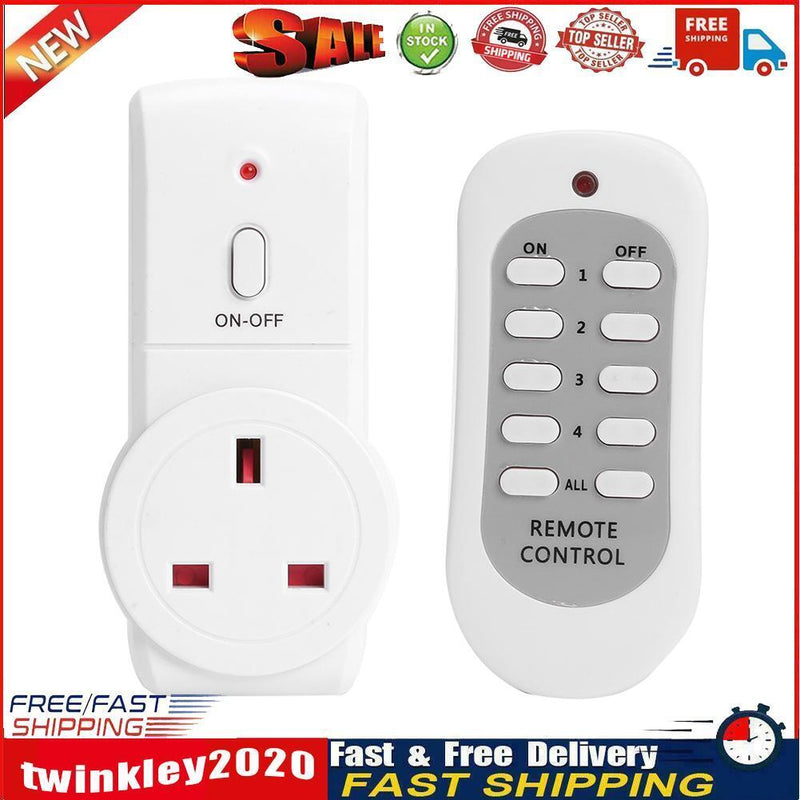 1pc UK Plug Power Outlet Light Switch Socket+1pc Wireless Remote Control Newly