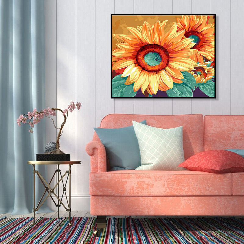 Sunflower Oil Painting By Numbers Canvas Hand Painted Wall Art Home Decor
