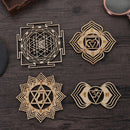 Meditation Energy Wooden Wall Sign Flower Of Life Energy Mat Slice Wood Base