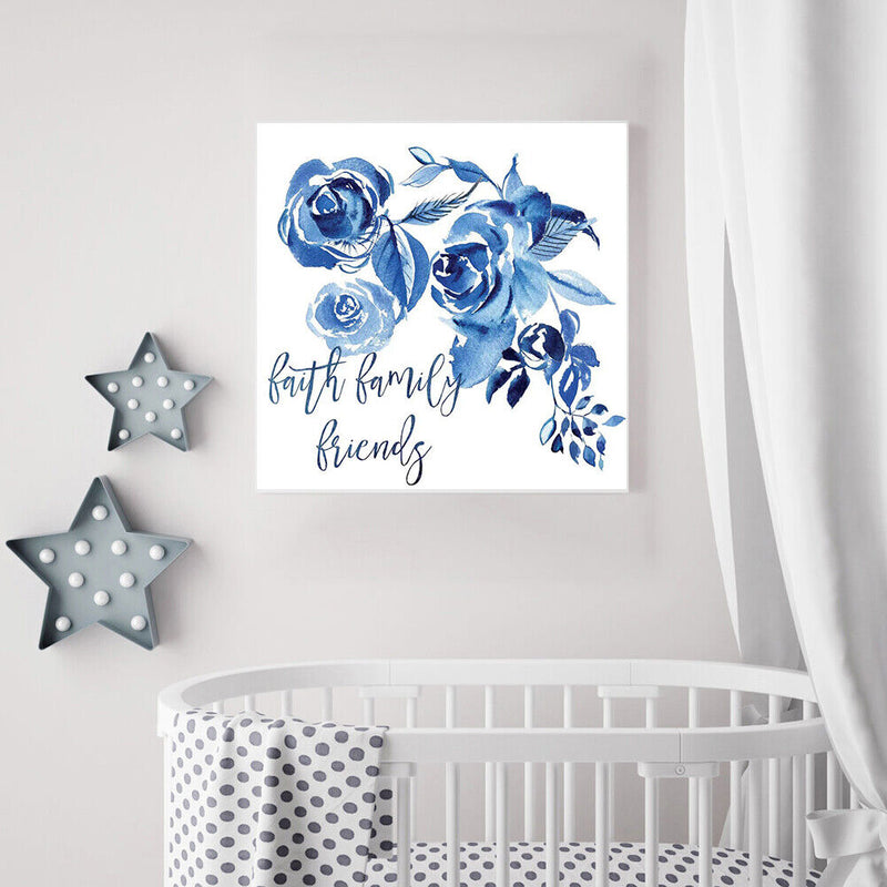 Blue Ink Flower Oil Paint By Numbers Kit DIY Acrylic Painting on Canvas no