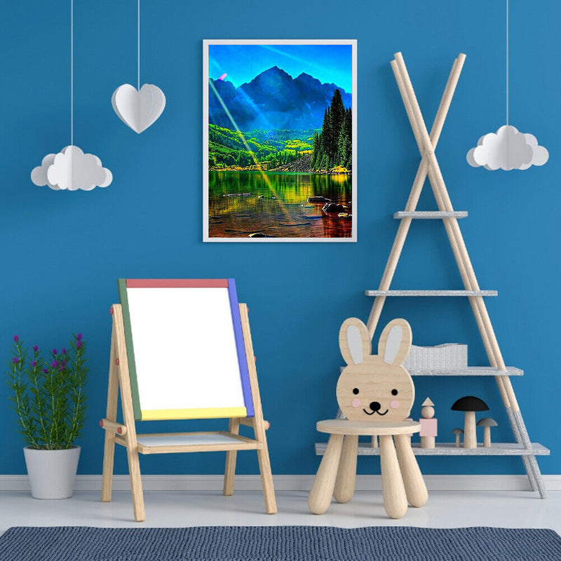 5D Full Round Drill Mountain and River Diamond Painting Kit for Home Art Decor