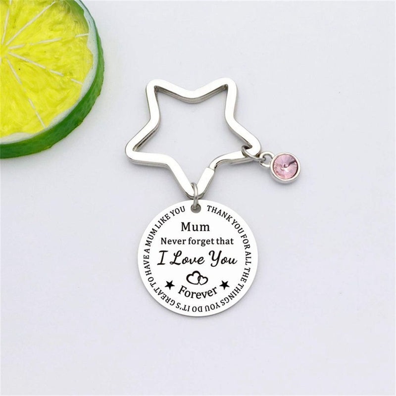 Diamond Round Engraved Mum Key Chains Keyring Mother's Day Keychain