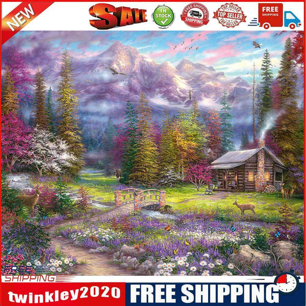 Forest Cabin Frameless DIY Oil Paint by Numbers Kit Picture Wall Artwork