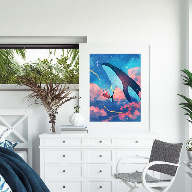 Whale in Cloud DIY Oil Paint By Numbers Paintwork for Kids Adults No Frame