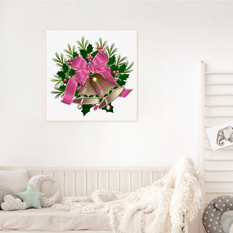 Pink Bow Bell Frameless Picture Oil Paint By Numbers Hand Painted Picture Decor