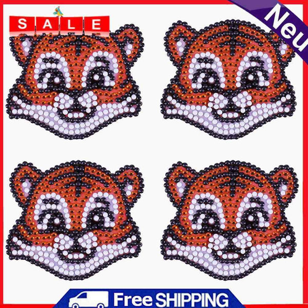 4pcs 5D Diamond Painting Stickers Kit DIY Tiger Cup Phone Decor Children Toys