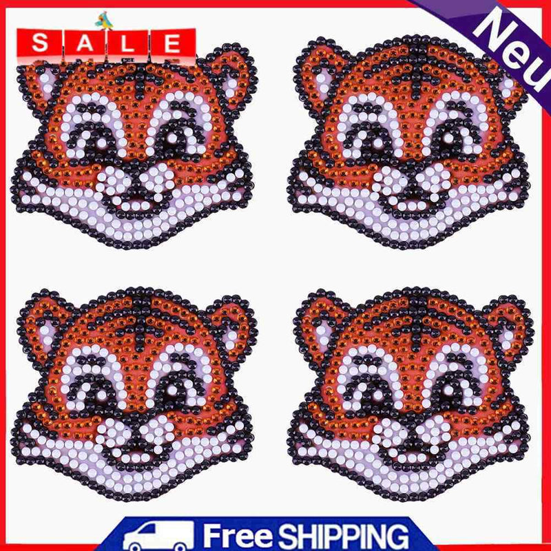 4pcs 5D Diamond Painting Stickers Kit DIY Tiger Cup Phone Decor Children Toys