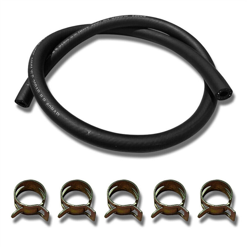 3/8Inch Fuel Gas Line 3.28 Feet with 5 Pcs Hose Clamps for Boat Marine Outboard