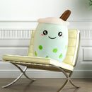 Child Bubble Tea Family Stuffed Plush Pillow Soft Cushion (Green Round) Newly