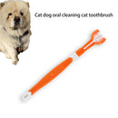 Three Sided Pet Toothbrush Dog Soft Brush Bad Breath Tartar Tool (Orange)