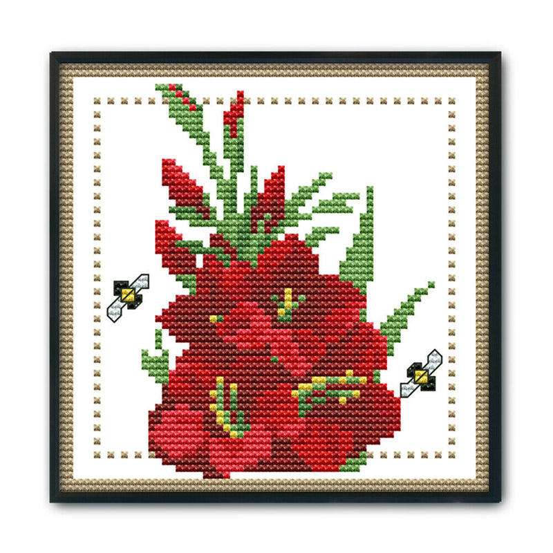 12 Months Flower Cross Stitch Printed Canvas DIY Needlework (August H430)