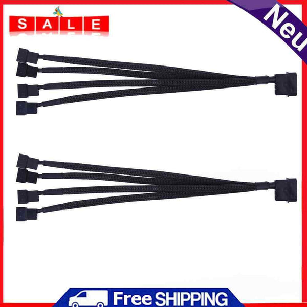 2pcs 4pin IDE Molex 4-Port 3Pin/4Pin Cooling Fan Splitter Power Cord