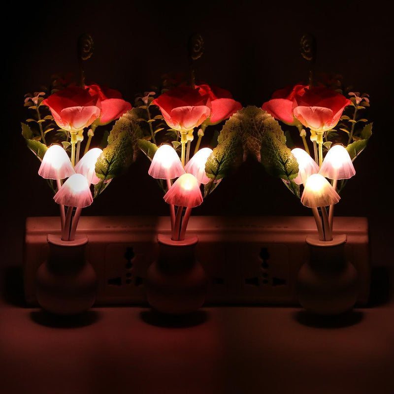 Colorful LED Mushroom Night Light Luminous Lamp Sensor Baby Gift(EU Plug)