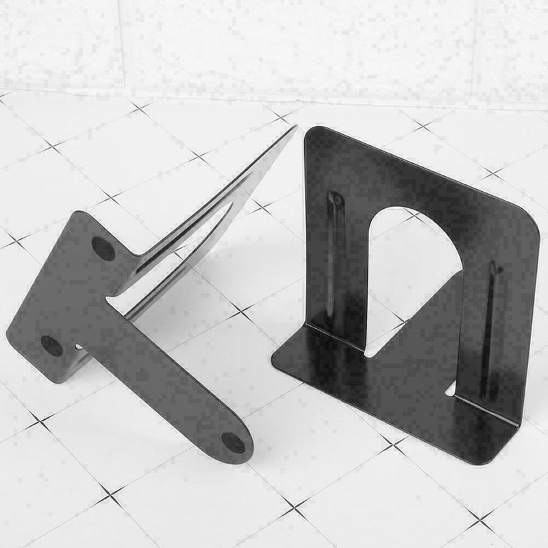 2 × Black Metal-Hochleistungs-Booksends-Schulbüro-Buch-Schreibwaren T3T2 P3Z9