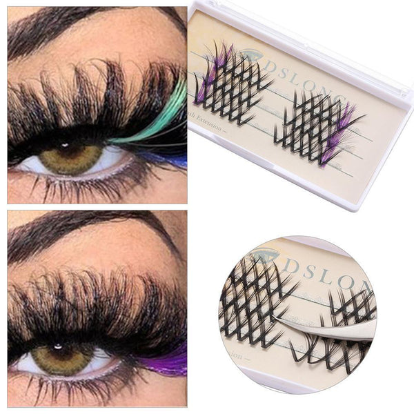 Volume Segment Eyelashes V-shape Cluster Lashes Individual False Eyelashes Blue