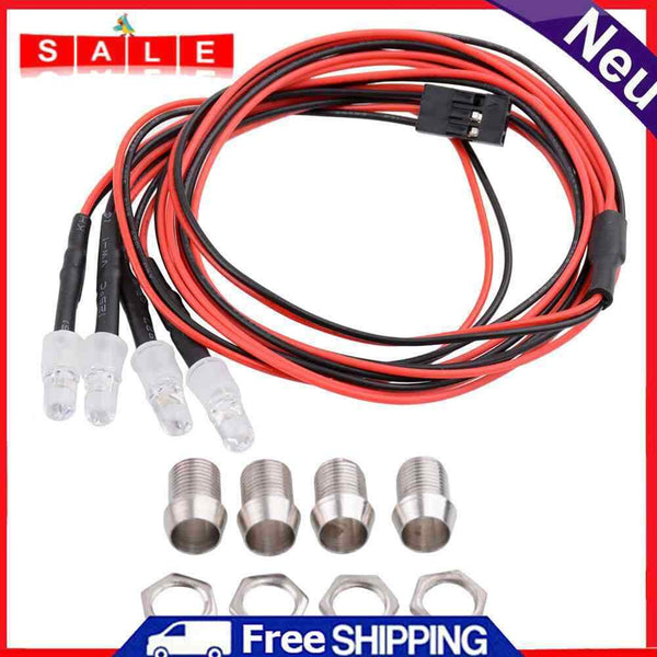 For 1/12 1/18 1/10 1/8 Axial Scx10 HPI RC4WD RC Cars 4pcs 5mm 4 LED Lights Kits