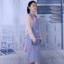 Embroidered Plaid Cotton Apron Kitchen Dining-room Clothes Apron(Blue)-1744