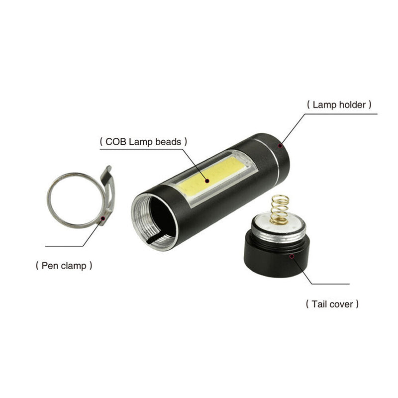Mini Portable Flashlight COB LED Pocket Clip-On Torch Head Lamp for Outdoor