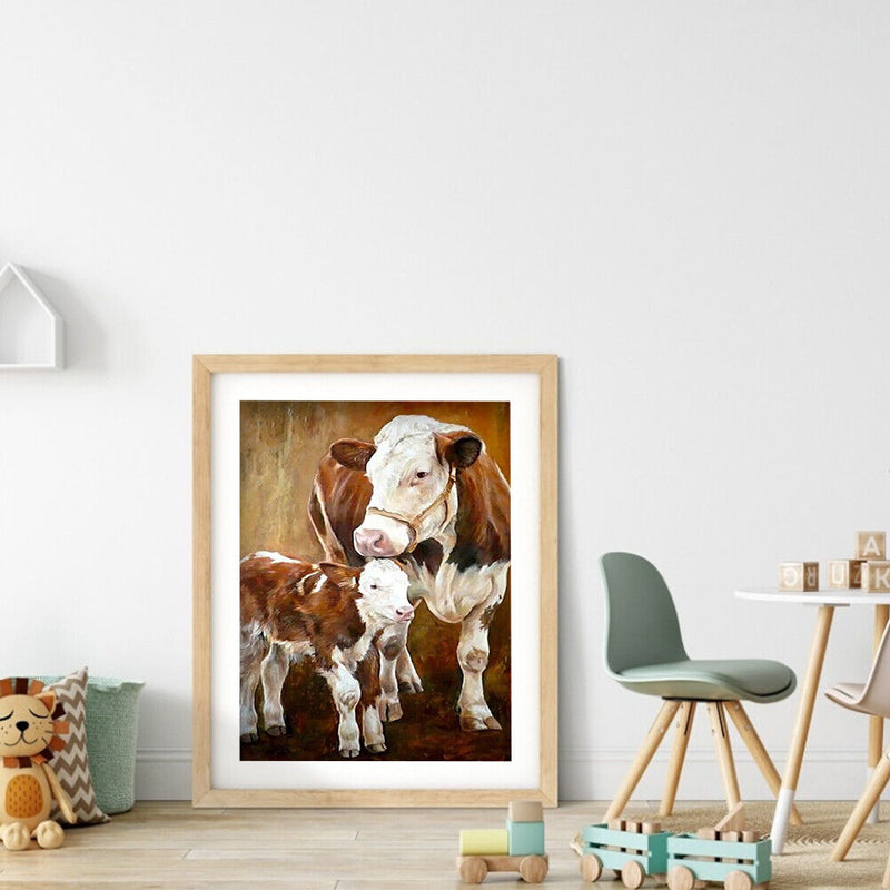 Cow Mother and Child Oil Paint By Numbers Kit Canvas Drawing DIY Coloring A