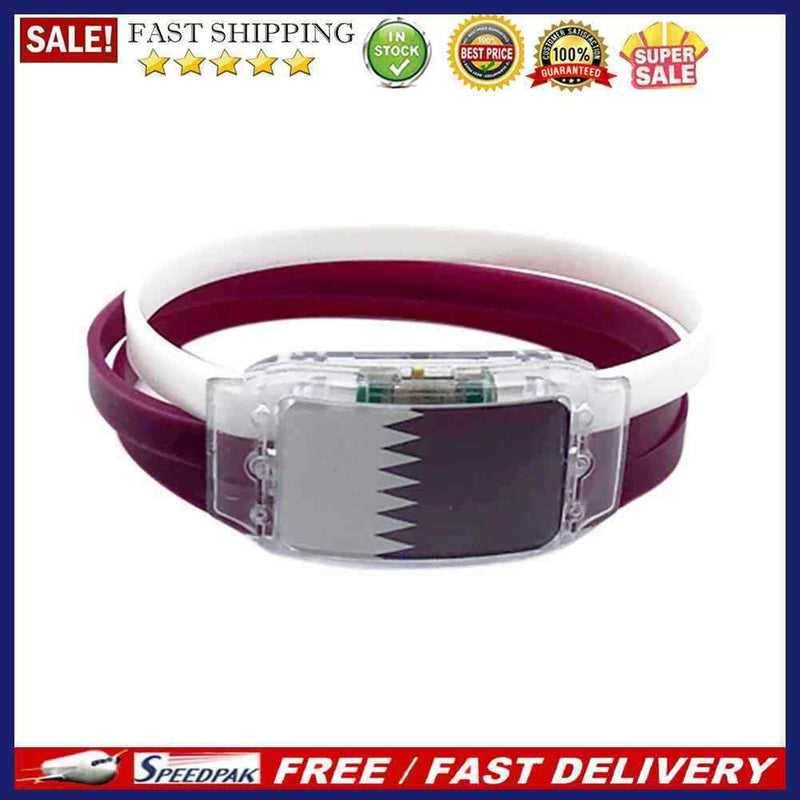 LED Flag Wristband Silicone Glow Watch Light Up Wristbands Party Props (Qatar)