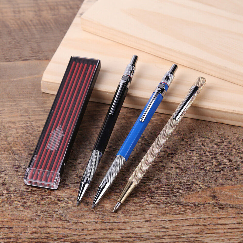 2pcs Carpenter Pencil with Marker Pen Refills for Glass Ceramics Woodworker